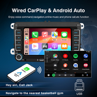 Radio para Auto con CarPlay Cableado, Android Auto, Mirror Link, BT 5.1, Pantalla de Reversa, Interfaz de Carga Dual USB, 7 Colores para VW
