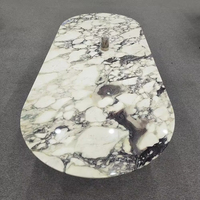 Table à manger ovale moderne extensible et pliable en marbre naturel avec base en métal, design luxueux pour la maison et l'hôtellerie