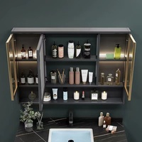 Vanité de salle de bain moderne et luxueuse Toilette simple avec plaque de roche et lavabo intégrés Conception intelligente