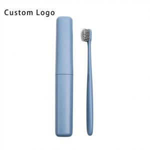 Handmade Eco Friendly Wheat Straw Toothbrush with Charcoal Bristles Custom Logo Perfect for Travel and Promotions - Product Image 1