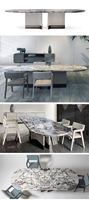 Ensemble table à manger ronde de luxe 12 places en marbre design en métal