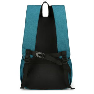 Sac à dos décontracté bleu sarcelle en tissu chiné avec fermeture éclair noire et poches latérales pour l'école, le <span class=keywords><strong>travail</strong></span>, les voyages, hommes, femmes, université - Product Image 5