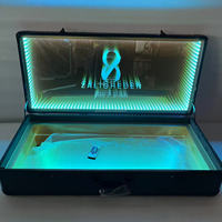 Grande mallette de présentation lumineuse LED pour bouteilles de champagne et spiritueux, idéale pour bars et boîtes de nuit, avec fonction de service de viande