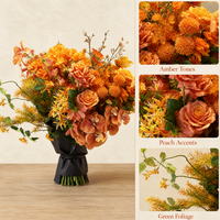 Bouquet d'automne artificiel orange très demandé, fleurs artificielles en soie au toucher réel pour la décoration de mariage et de table à la maison