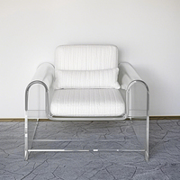 Fauteuil de loisirs moderne monoplace en acrylique transparent avec revêtement en tissu lin, idéal pour chambre, appartement, salon et extérieur