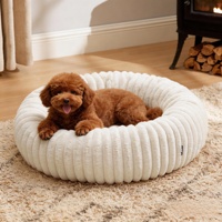 Coussin rond pour chien en fourrure écologique, luxueux, confortable, lavable, tapis pour chat, coussin chaud pour animaux de compagnie, motifs personnalisables