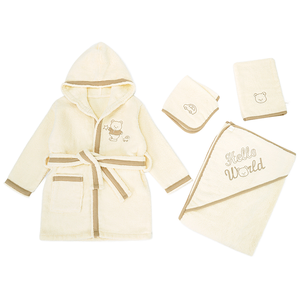 Peignoir à Capuche Épais et Absorbant en Coton Pur pour Nouveau-Né – Ensemble 4 Pièces Sunnozy pour la Maison - Product Image 1