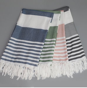 QK التركية مخطط شرابة منشفة الشاطئ القطن قماش الحمام مع نمط الكرتون للسفر صالة ألعاب التخييم الحمام جودة التركية - Product Image 6