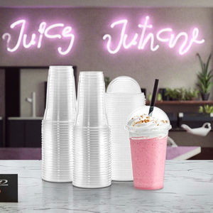 Taza de café de plástico con estampado de PET, tazas biodegradables, transparente, aguanieve, <span class=keywords><strong>Danone</strong></span>, yogur, jugo, café, taza de postre para llevar con tapas de cúpula - Product Image 2