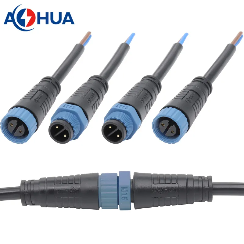 AOHUA Outdoor Led Cable M15 2 3 Pin Male Female Electrical Wire Connector Types