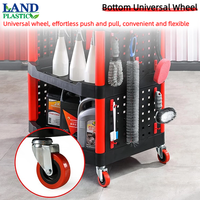 Chariot d'entretien polyvalent pliable et détachable en plastique, chariot à outils à trois niveaux, capacité de 150 kg, roues et poignées, pour salon et clinique