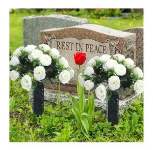 Bunga pemakaman buatan buket Memorial pemakaman buatan Dekorasi batu kepala bunga peringatan Graveyard