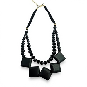 Collar Geométrico Elegante para Mujer, Cadena de Cuentas de Resina Negra, Joyería de Fiesta, Accesorio de Moda para Mujer - Product Image 1