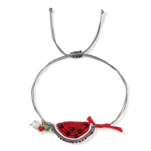Bracelet en macramé fait main Resoul, motif pastèque, ajustable, avec breloque <span class=keywords><strong>fruit</strong></span>, style bohème, bijoux d'été pour femme - Product Image 3