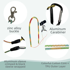 Accessoires de pêche : Lanière de sécurité rétractable en PU avec cordon en coton coloré, corde anti-perte à ressort pour équipement de pêche - Product Image 2