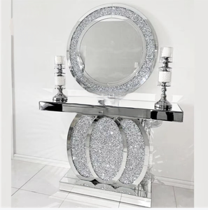 Hot Rgb Led Glass Mirrored <strong>Console</strong> <strong>Table</strong> With Wall Mirror Crushed <strong>for</strong> Living Room - Product Image 1