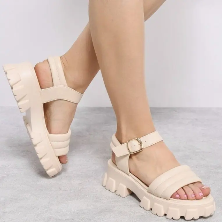 Sandalias con punta de plataforma abierta para mujer, con hebilla, a la moda, para verano, 2022