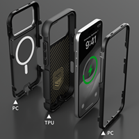 Heavy Duty PC TPU Mobiele Telefoonhoesje Verborgen Camera Ringstandaard Ingebouwde Magneet Beschermhoes voor iPhone 18 Pro Max 17 Hoesje B2B