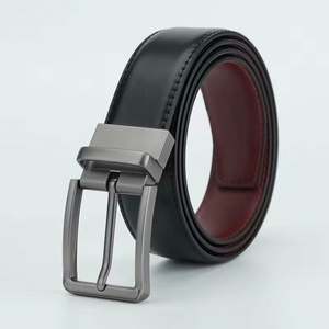 Ceinture de taille unisexe réglable imperméable de style vintage décontracté en cuir de vache avec boucle en alliage de crâne double face personnalisée 2025 - Product Image 1