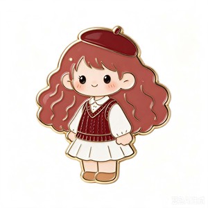 Pin Metálico de Chica de Dibujos Animados, Chapado en Oro, Esmalte Duro, Tema de Amor, Pin de Solapa Coleccionable para el Día de San Valentín - Product Image 5