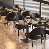 Meubles de restaurant de luxe ensemble de canapés noir aspect marbre table à manger et chaises banquette pour Club café pub bar