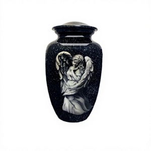 Grande urne adulte en aluminium d'angle noir pour cendres humaines Urne funéraire à bel angle avec sac en velours gratuit - Product Image 1