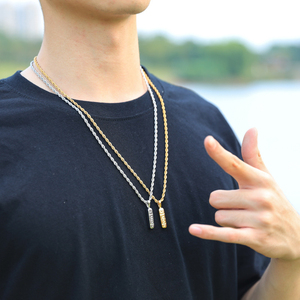 Kalung Liontin Pil Medis Lapis Emas 18K Mewah Tali Rantai Pria Hip Hop Streetwear Perhiasan Pesta Trendi Terlaris Grosir - Product Image 3