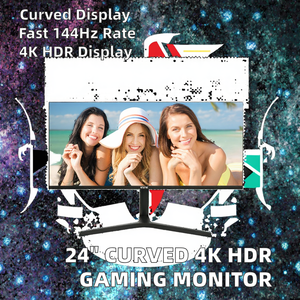 Moniteur de jeu LCD incurvé <span class=keywords><strong>4K</strong></span> <span class=keywords><strong>HDR</strong></span> 24 pouces 144Hz 165Hz Entrée VGA Écran <span class=keywords><strong>PC</strong></span> complet pour les joueurs Nouveau panneau IPS Ordinateur de bureau - Product Image 2
