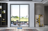 Puertas Corredizas de Aleación de Aluminio para Interiores, Diseño de Rejilla, Doble Vidrio Templado, Tecnología de Rotura de Puente Térmico, para Baño