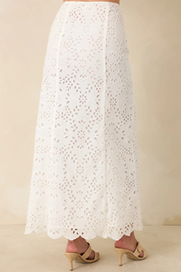 Jupe longue en dentelle florale blanche avec fente haute, style bohème d'été, jupe longue en mousseline pour femmes - Product Image 2