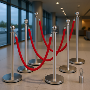 Vevor 6 Pcs Poteaux de Séparation en Acier Inoxydable 38 Pouces avec Corde Rouge Rétractable pour Intérieur/Extérieur, Poteaux de Contrôle d'Accès - Product Image 2