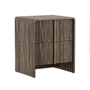 Nightstand In Jacobean Walnut Finish Modern Bedroom <b>Storage</b> Cabinet With Lamp And Decorative Bowl - Product Image 4