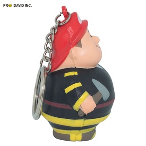 Unisex PU Foam Fireman Bert Shape Keychain Promotional Anti-Stress Anxiety Reducing Toy With Custom Logo Printing - Product Image 6