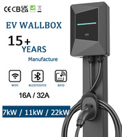 Nouvelle borne de recharge murale pour véhicules électriques OEM ODM 11 kW, chargeur domestique intelligent 7 kW Type 2 32A avec contrôle par application, RFID, OCPP, station de charge rapide