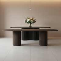 Table à manger rectangulaire longue en bois massif moderne R/H, design rustique antique, 2 pieds, table de thé pour villa