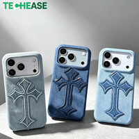 Coque de téléphone antichoc en jean vintage délavé avec croix Chrome Hearts pour iPhone 17 Pro Max – Vente en gros, coque de téléphone premium OEM