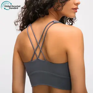 2022 BLACK TECH haute élastique lycra écologique vêtements de sport durables tissu recyclé yoga soutien-gorge de sport