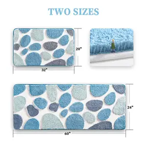 Cobble Stone Bath Mat Strong Water Absorption Shaggy bathroom Mat with Non-slip fast drying mat Washable bath rug