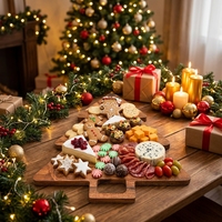 Planche à découper en bois d'acacia en forme de sapin de Noël, design Art Déco, faite à la main, plateau de service pour charcuterie de Noël, cuisine du Shandong