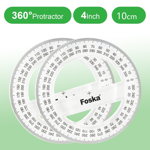 Foska - Transportador de ángulos de plástico transparente y resistente de 360 grados con escala de alta definición para estudios y trabajo en el aula, ideal para el regreso a clases - Product Image 2