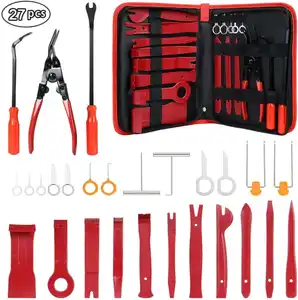 Kit de démontage intérieur de voiture 27 pièces outil de retrait de garniture en plastique clips de voiture outils de panneau d'extraction pour ensemble d'extracteur de garniture automobile