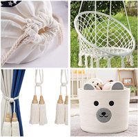 Corde en coton 100% naturel, douce et résistante, de 3 mm, 4 mm, 6 mm et 16 mm, pour toutes sortes d'utilisations