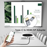 Adaptor DP Male, USB Tipe C Betina Ke HDMI-Kompatibel, Konverter 3D 4K 60Hz untuk MACBook Pro Air Laptop Ponsel
