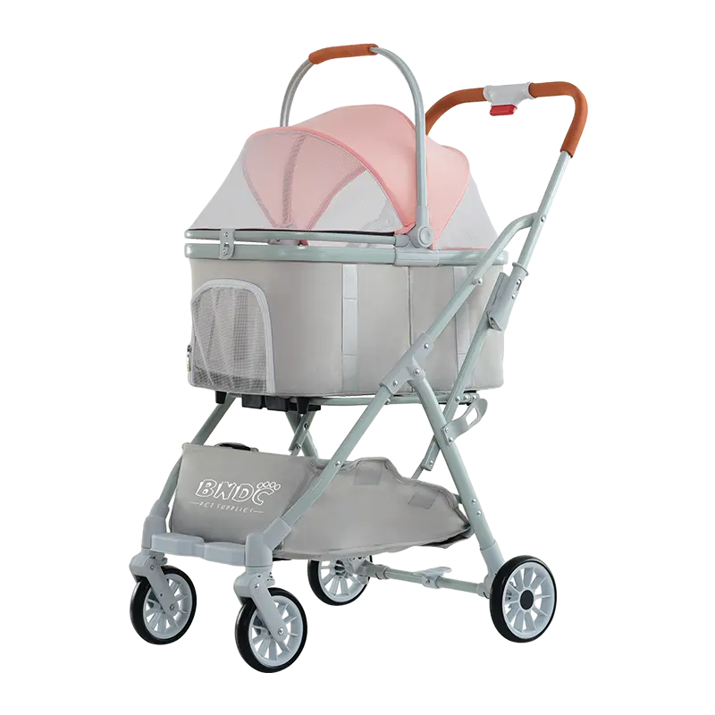 Opvouwbare Kinderwagen Voor Honden En Katten Voor Het Vervoer Van Huisdieren Trolley Vier Rondes Reiswagen Voor Huisdieren-Opvouwbaar Met Één Hand