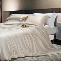 Ensemble de literie en satin de bambou pur, couleur unie, linge de lit en bambou
