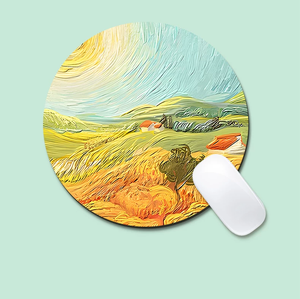 Petit tapis de souris rond de style peinture à l'huile, tapis de bureau créatif pour ordinateur et clavier - Product Image 5