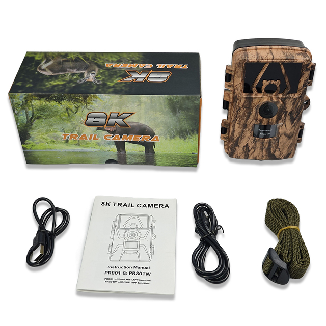 PR801LTE 4G LTE 8K 60MP Hunting Trail Camera Fit for US, EU and Other 4G Countries. Sim Card Included
