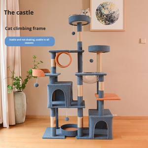 Wooden Luxury Cat Climbing Frame Tree Multi-Layer Platform Integrated Design Customizable Multi-Function Large Cat Bed Christmas