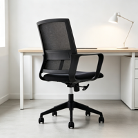 Chaise de bureau ergonomique au design moderne, dossier mi-haut, accoudoirs fixes, chaise pivotante en maille, pour chambre à coucher, certifiée BIFMA, en nylon