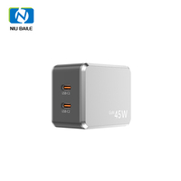 Cargador Rápido GaN NIUBAILE de 45 W, Juego de Regalo, PD3.0 QC2.0, Cable de 0.9 m, Resistente a Caídas, 2 Puertos USB-C, Teléfonos Móviles, EE. UU./Reino Unido/UE/AU/JP